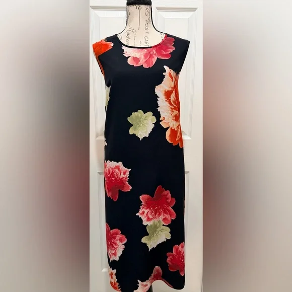 Calvin Klein Black Dress with Bold Floral Design - Picture 4 of 9